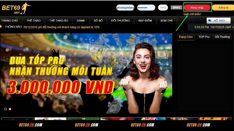 Muốn truy cập vào nhà cái anh em nhấn vào mục đăng nhập