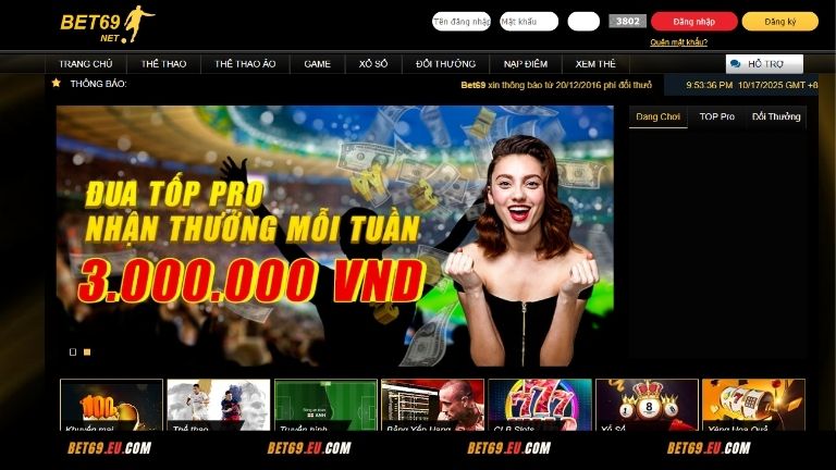 Nhà cái Bet69 là một trong những địa chỉ cá cược đáng tin cậy hiện nay