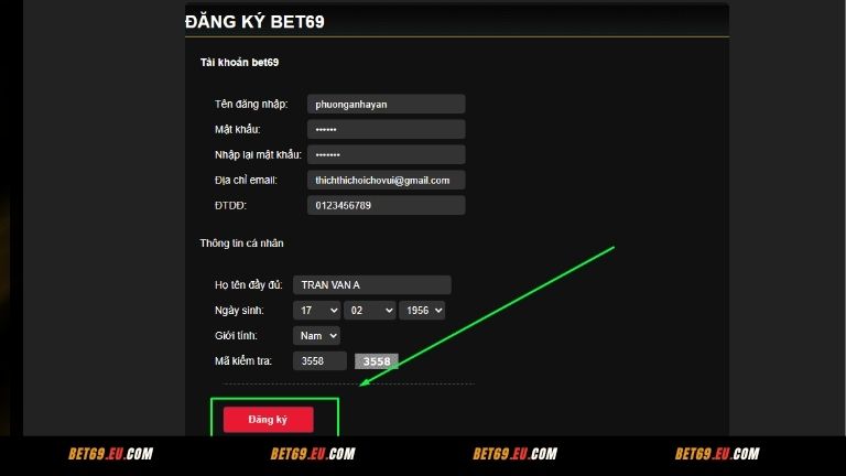 Nhấn vào mục đăng ký để tiến hành hoàn tất