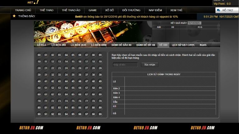 Xổ số Bet69 cho phép anh em đặt cược các số đẹp, nhận thưởng cực lớn